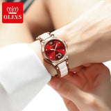 OLEVS Women's Automatic Watch Ceramic Steel Strap Waterproof Mechanical Watches Brand Luxury Ladies Wrist Watch Relogio Feminino