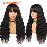 Brazilian Loose Deep Wave Human Hair Wigs With Bangs Remy Full Machine Made Human Hair Wigs For Black Women MIRONICA Remy Hair