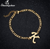 A-Z Letter Jewelry Personalize Initial Bracelets Bangles for Women Stainless Steel Alphabet Charm Bracelet Name Bijoux Pulseiras