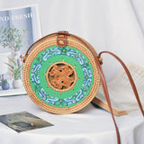 Round Woven Straw Rattan Bodybag