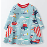 Bear Leader Girls Clothes Long Sleeves Cartoon Embroidery Female Children's Dresses