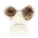 Children Winter Infant Newborn Kids Baby Wool Knitted Hat Cap Beanie With Two Double Pom Pom Beanie For Cute Boys Girl 1-3Years