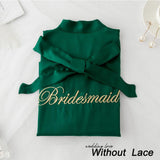 Summer Lace Sleepwear for Bride & Bridesmaid Wedding Robe Gown Solid Embroidery Kimono Bathrobe