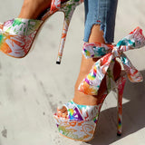 Doratasia  Sexy Shoes Print Super Thin High Heels Shoes Sandals Women Summer Party Platform Ankle-wrap Woman Sandals Female