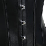 Steampunk Corset Sexy Womens Corset Dress Gothic Body Shaper Mini Skirt Dress Strapless Black Faux Leather Overbust Plus Size