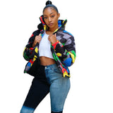 Camo Print Winter Jacket Women Festival Warm Parka Down Bubble Coat Top Warm Thick Parka Couple Wear Crop Puffer Jacket 4XL