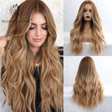 Blonde Unicorn Long Blonde Synthetic Wig for Black White Women Daily Use Middle Part Hair Wigs Water Wave Heat Resistant Fiber