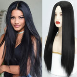 AZQUEEN Synthetic Hair Wig For Women Black Ombre Blue Long Straight 30 inch Can Be Cosplay Wigs Heat Resistant Middle Part Wigs