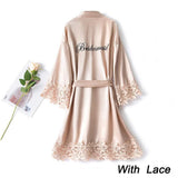 Summer Lace Sleepwear for Bride & Bridesmaid Wedding Robe Gown Solid Embroidery Kimono Bathrobe