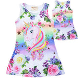 2022 Girls Dress Summer Butterfly Unicorn Print Baby Girls Dresses Party Princess Dress Sleeveless Birthday Christmas Gift Clot