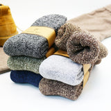 Winter Men's Merino Wool Socks Super Thick Warm High Quality Harajuku Retro Snow Casual Antifreeze Socks 5 Pair