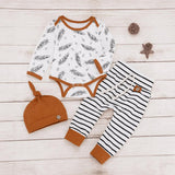 Newborn Clothes Kids Clothes Girls Clothes Baby Girl Clothes Baby Boy Clothes Feather T shirt Tops Strip Pants Free Ship Z4