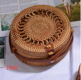 Round Woven Straw Rattan Bodybag