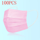 100 Pcs Non-Woven 3 Layers Disposable Plastic Mask