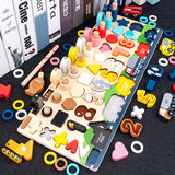 Montessori Educational Wooden Toys Seven in one Number Plate Preschool Children's Fishing Puzzle Baby Early Education Math Toys