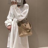 Casual wide strap buckets bag designer women shoulder bags luxury pu crossbody bag large capacity messenger bag simply purses