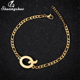 A-Z Letter Jewelry Personalize Initial Bracelets Bangles for Women Stainless Steel Alphabet Charm Bracelet Name Bijoux Pulseiras