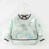 Baby Bandana Bibs Cute Cartoon Bibs Waterproof Infant Eating Children Drawing Long Sleeve Apron Baby Self Feeding Bib