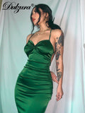 Dulzura Lace Up Women Solid Satin Maxi Dress Backless Bodycon Sexy Streetwear Party Elegant Festival Evening  Summer Outfit