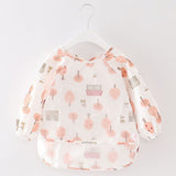 Baby Bandana Bibs Cute Cartoon Bibs Waterproof Infant Eating Children Drawing Long Sleeve Apron Baby Self Feeding Bib