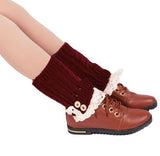 Fashion Double Button Cable Knitted Boot Cuff Short Leg Warmer  Womens Boot Socks Knitted Lace Trim Fashion Boots Accessories