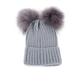 Children Winter Infant Newborn Kids Baby Wool Knitted Hat Cap Beanie With Two Double Pom Pom Beanie For Cute Boys Girl 1-3Years