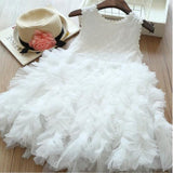 Summer  Girls Lace Cake Dress Kids Sleeveless Floral Mesh Wedding Dresses Children Clothing For Baby Girls 3 to 8 Years