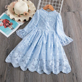 Summer  Girls Lace Cake Dress Kids Sleeveless Floral Mesh Wedding Dresses Children Clothing For Baby Girls 3 to 8 Years