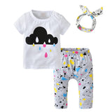 Summer Newborn Infant Baby Girl Clothes Daddy is my Hero Short Sleeve T-shirt Tops+Pants+Headband Toddler Outfits Set