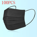 100 Pcs Pink Blue Blak White Disposable Protectiv Masks Non-woven 3-layer Face Mask Breathable Elastic Earband  Adult Mouth Mask - shopwishi 