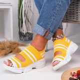 Women's Crystal Bling Wedge Comfortable Breathable Comfy Ladies Slip-on Sandal