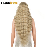 FREEDOM Synthetic Lace Wigs For Black Women 30" Dark Root Blonde Brown Long Deep Wave Wavy Ombre Cosplay Wigs Heat Resistant