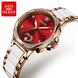 OLEVS Women's Automatic Watch Ceramic Steel Strap Waterproof Mechanical Watches Brand Luxury Ladies Wrist Watch Relogio Feminino