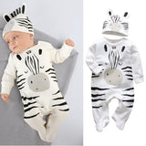 Newborn Infant Baby Boys Romper Clothes Cotton Cute Cartoon Print Long Sleeve Jumpsuit+Hat 2 Pcs Toddler Baby Clothes Outfits