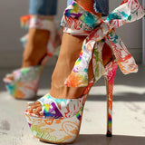Doratasia  Sexy Shoes Print Super Thin High Heels Shoes Sandals Women Summer Party Platform Ankle-wrap Woman Sandals Female