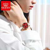 OLEVS Women's Automatic Watch Ceramic Steel Strap Waterproof Mechanical Watches Brand Luxury Ladies Wrist Watch Relogio Feminino