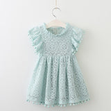 Summer  Girls Lace Cake Dress Kids Sleeveless Floral Mesh Wedding Dresses Children Clothing For Baby Girls 3 to 8 Years