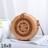 Round Woven Straw Rattan Bodybag