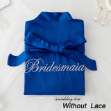 Summer Lace Sleepwear for Bride & Bridesmaid Wedding Robe Gown Solid Embroidery Kimono Bathrobe