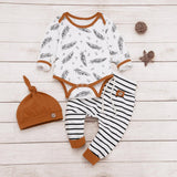 Newborn Clothes Kids Clothes Girls Clothes Baby Girl Clothes Baby Boy Clothes Feather T shirt Tops Strip Pants Free Ship Z4