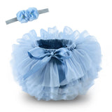 Baby girl tutu skirt 2pcs tulle lace bloomers Newborn infant outfits  Mauv headband flower set Baby mesh bloomer