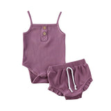 3M-24M 2PCS Summer Newborn Kid Baby Girls Clothes Knitted Crop Tops + Shorts Outfits