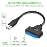 Congdi USB SATA 3 Cable Sata To USB 3.0 Adapter UP To 6 Gbps Support 2.5Inch External SSD HDD Hard Drive 22 Pin Sata III A25