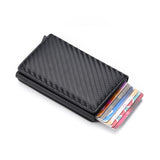 DIENQI Carbon Fiber Card Holder Wallets Men Brand Rfid Black Magic Trifold Leather Slim Mini Wallet Small Money Bag Male Purses