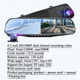 HD 1080P Car Dvr Mirror Video Recorder 2 Lenns Loop Recording With Parking Video 250mAh Built-in Battery Car Camera
