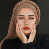Muslim Women Crinkle Hijab Scarf Soft Solid Cotton Head ScarvesTurban Shawls and Wraps hijab femme musulman kopftuch