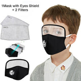 Child Dustproof Outdoor Face Protective Face Mask with Eyes Shield + 2 Filters Face Mascarillas Cosplay Costume Accessories