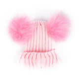 Children Winter Infant Newborn Kids Baby Wool Knitted Hat Cap Beanie With Two Double Pom Pom Beanie For Cute Boys Girl 1-3Years