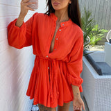 High Fashion Elegant Commuting V-neck Dress Sexy Sweet Solid Color Ruffle Dress