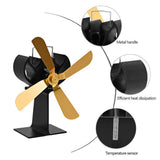 Home 4 Blades Quiet Fireplace Fan Heating Furnace
